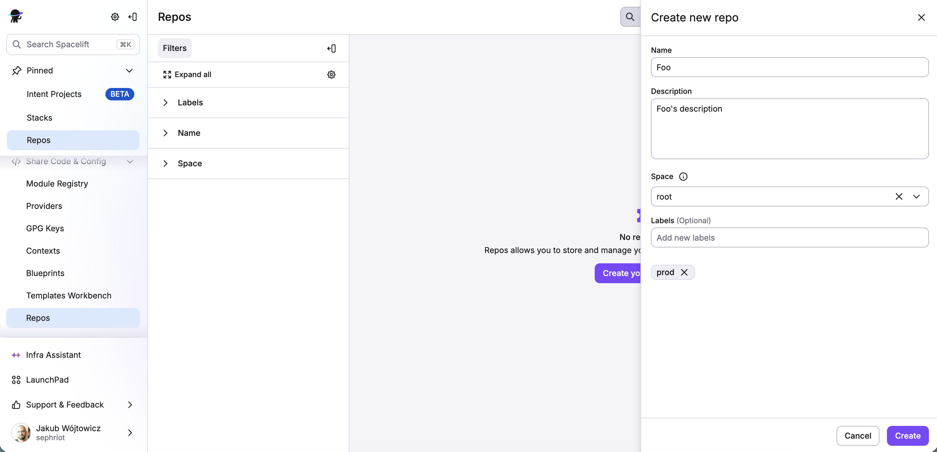 Create repo drawer