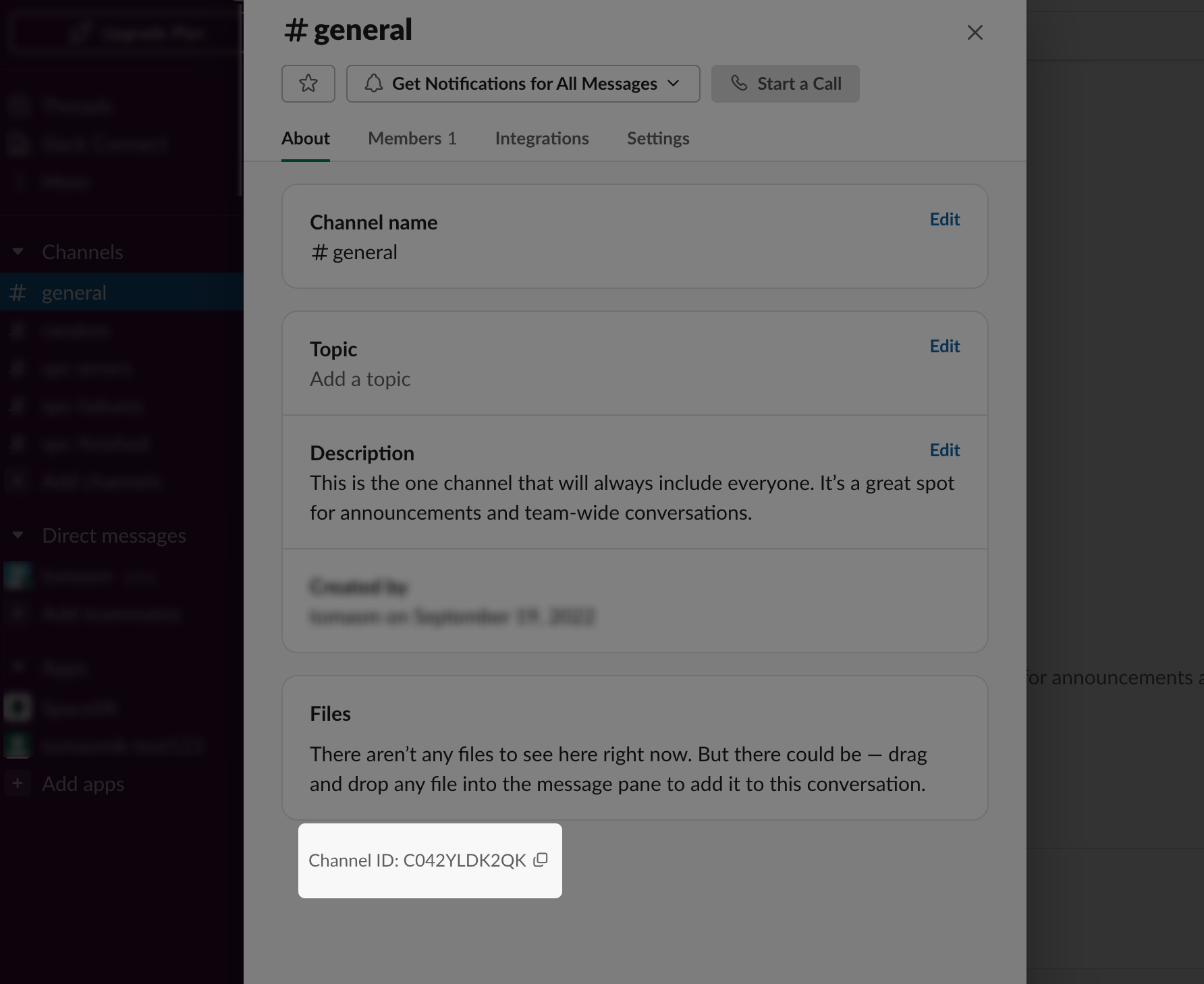 Slack channel ID