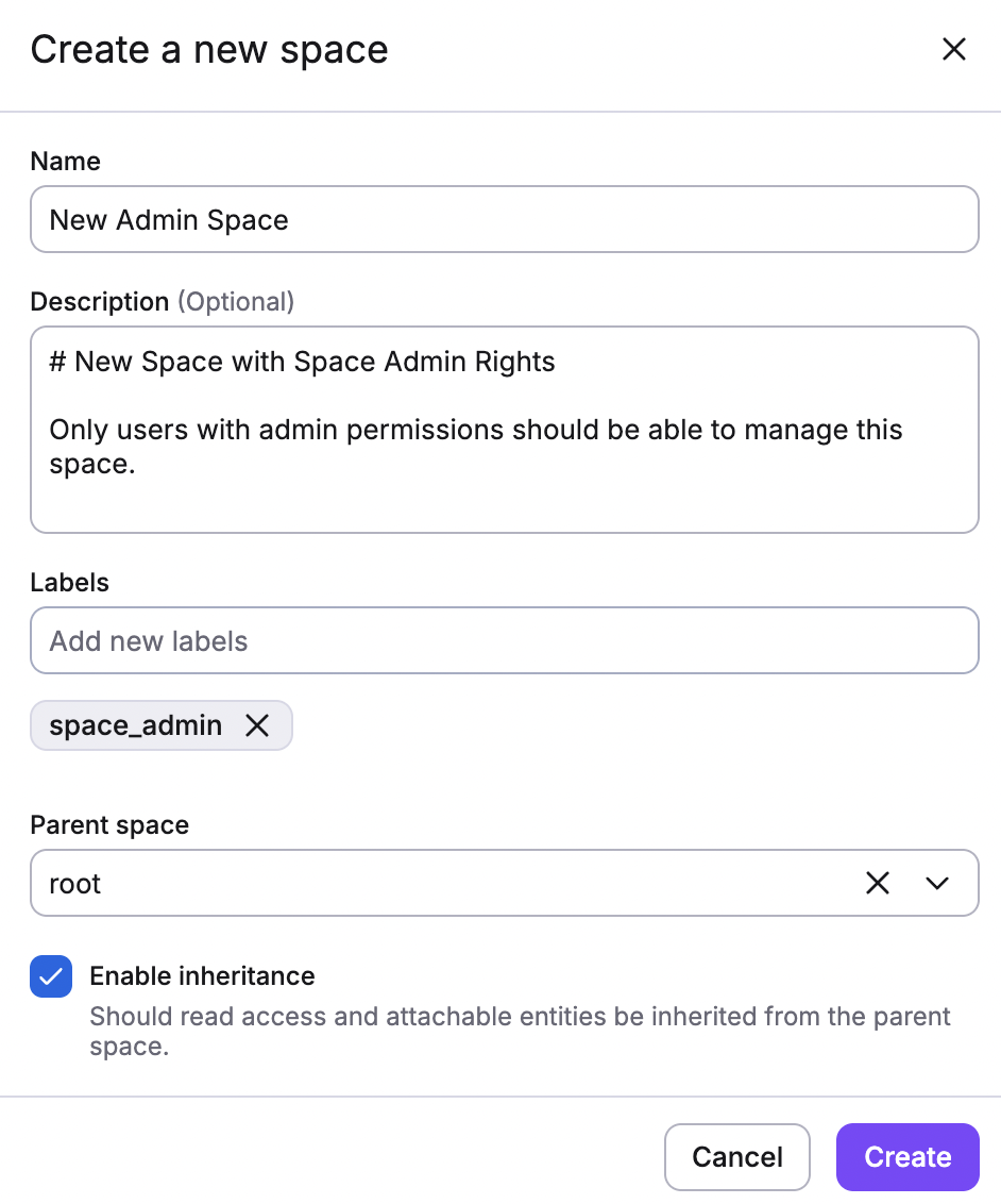 Create a new space