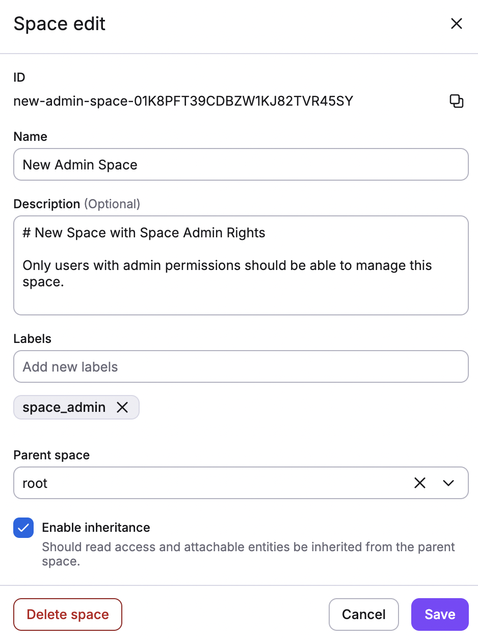 Edit a space